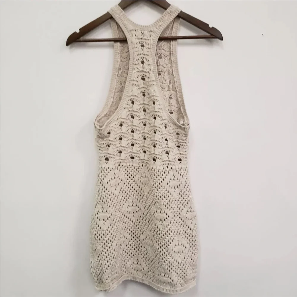 Free People FP Beach Beige Crochet Mini Dress Coverup - Picture 6 of 11